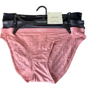CALVIN KLEIN New Bikini Brief 3 Pack Carousel Microfiber Cotton Pink Grey Medium